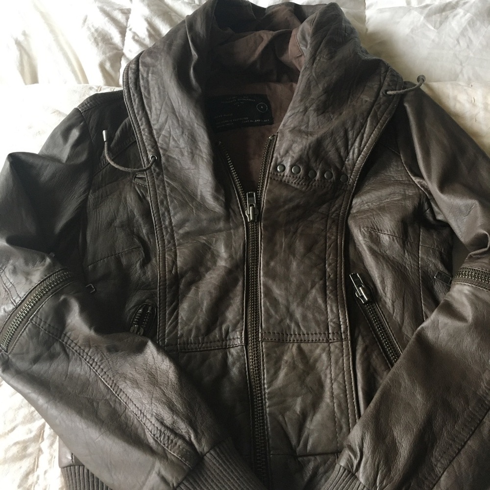 AllSaints COBRA Hooded Leather bomber jacket size 4